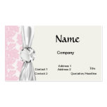 soft pink and white flourish damask pattern business cards