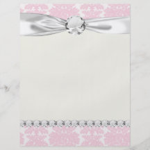 soft pink and white flourish damask pattern full colour flyer