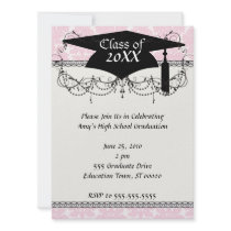 soft pink and white flourish damask pattern personalized invitations