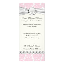 soft pink and white flourish damask pattern custom announcements