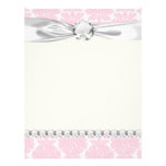 soft pink and white flourish damask pattern letterhead