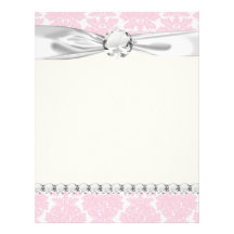 soft pink and white flourish damask pattern letterhead