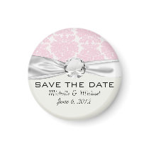 soft pink and white flourish damask pattern refrigerator magnets