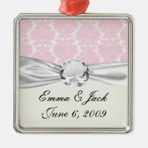 soft pink and white flourish damask pattern ornament