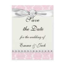soft pink and white flourish damask pattern postcard