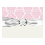 soft pink and white flourish damask pattern post cards
