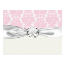 soft pink and white flourish damask pattern post cards