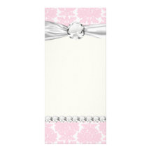 soft pink and white flourish damask pattern rack card