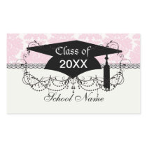 soft pink and white flourish damask pattern rectangular sticker