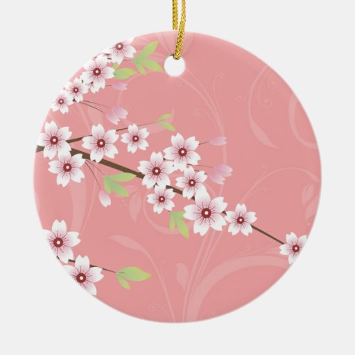 Soft Pink Cherry Blossom Christmas Tree Ornaments