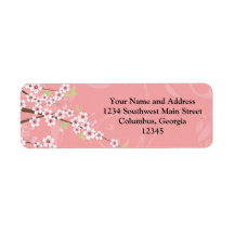 Soft Pink Cherry Blossom Return Address Label