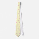Soft  Pink Fleur de Lis on Yellow Wedding Tie