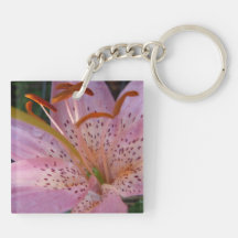 Soft Pink Lily II Square Acrylic Keychain