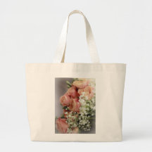 Soft Pink Roses and Baby's Breath Canvas Bags