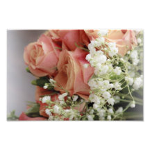 Soft Pink Roses and Baby's Breath Photographic Print