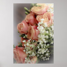 Soft Pink Roses and Baby's Breath Posters