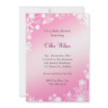 Soft Pink Snowflakes Baby Shower Invitation
