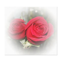 Soft Red Roses in White Wrapped Canvas Stretched Canvas Print