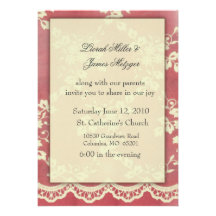 Soft rose Lace Wedding Invitation