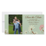 Soft teal + cream floral wedding save the date