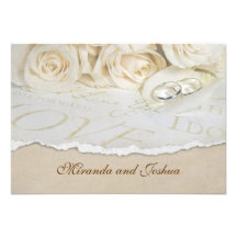 Soft Wedding Roses RSVP Announcement