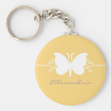 Soft Yellow Butterfly Swirls Keychain
