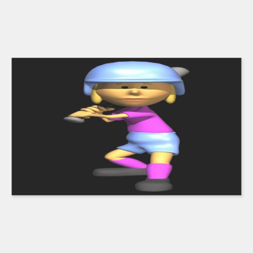 Softball Batter Rectangular Sticker