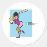Softball Batter Round Sticker