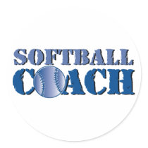 Softball Coach Round Stickers