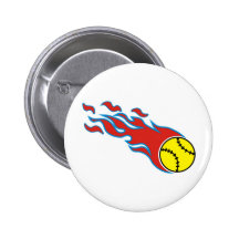 Softball fireball pinback button