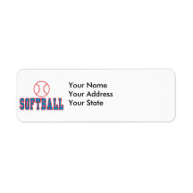softball logo red and blue return address labels