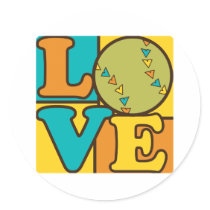 Softball Love Round Sticker