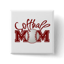 Softball MOM Pinback Buttons