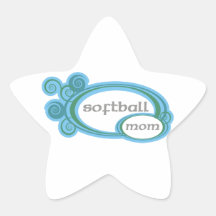 Softball Mom Swirl Star Stickers