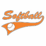 softball script text logo orange photo sculptures