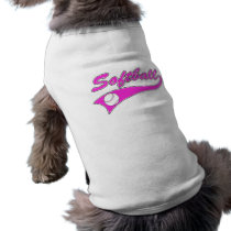 softball script text logo pink doggie tee