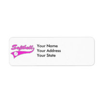 softball script text logo pink return address labels