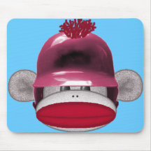 Softball Sock Monkey Mouse Pad