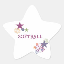Softball Swirl Star Sticker