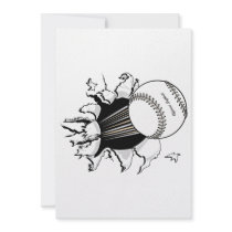softball tearing through fast ball graphic invite