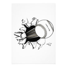softball tearing through fast ball graphic invite
