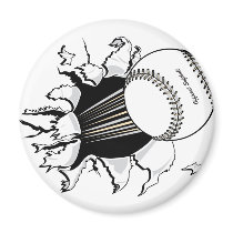 softball tearing through fast ball graphic fridge magnets