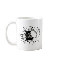 softball tearing through fast ball graphic coffee mugs