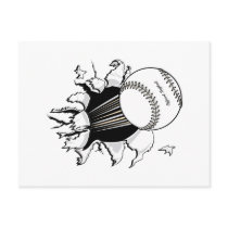 softball tearing through fast ball graphic post cards