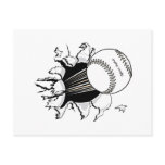 softball tearing through fast ball graphic postcards