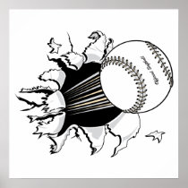 softball tearing through fast ball graphic print