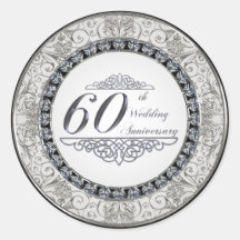 soixantième Autocollant d'anniversaire de mariage
