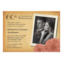 soixantième Invitations vintages de photo de margu