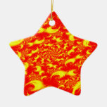 Solar Flares: Red Yellow Spiral Fractal Ornament