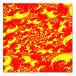 Solar Flares: Red Yellow Spiral Fractal Photo Art
